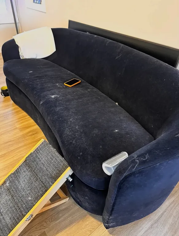 Sofa deep clean — before
