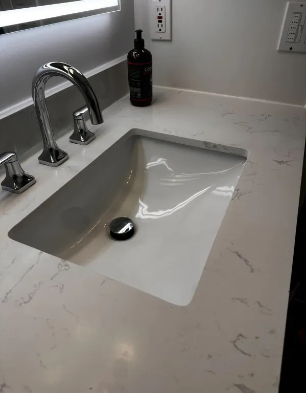 A bathroom vanity cleaned by Clear Skies